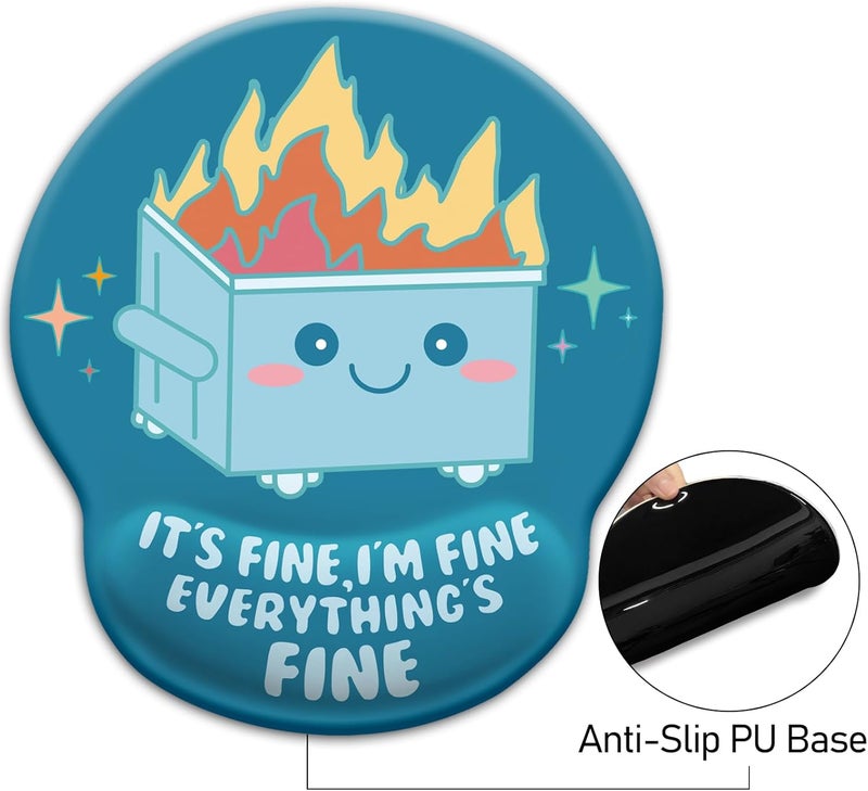 Blusabaca Dumpster on Fire Mouse Pad with Wrist Rest, Funny Cute Ergonomic Mouse Pads for Desk Wrist Support, Mousepad for Wireless Mouse Gaming Work Home Desk Accessories Office Supplies Decor Women - Image 5